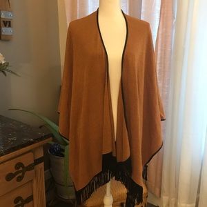 Joseph Ribkoff Wool Leather Suede Cape